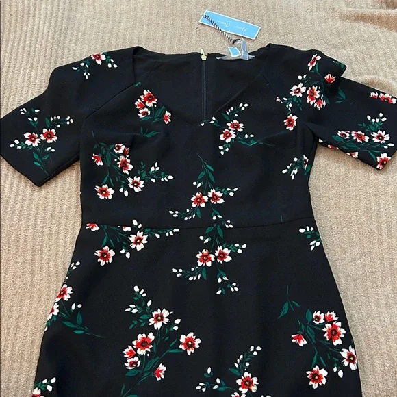 DRAPER JAMES Floral V-Neck Dress Black Multi size 0 new with tags - Picture 9 of 10